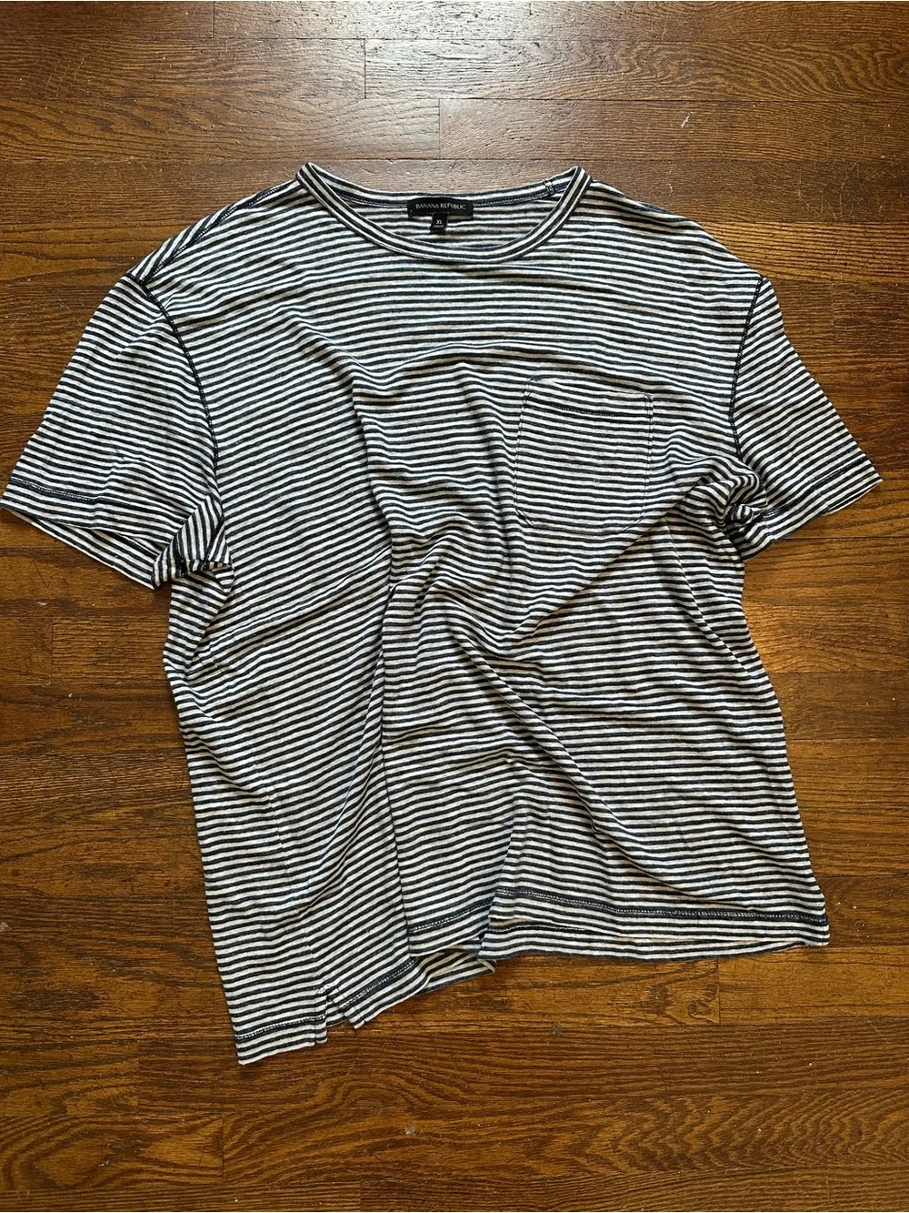 Banana Republic Navy/White Striped Short Sleeve Tee cotton/linen sz XL